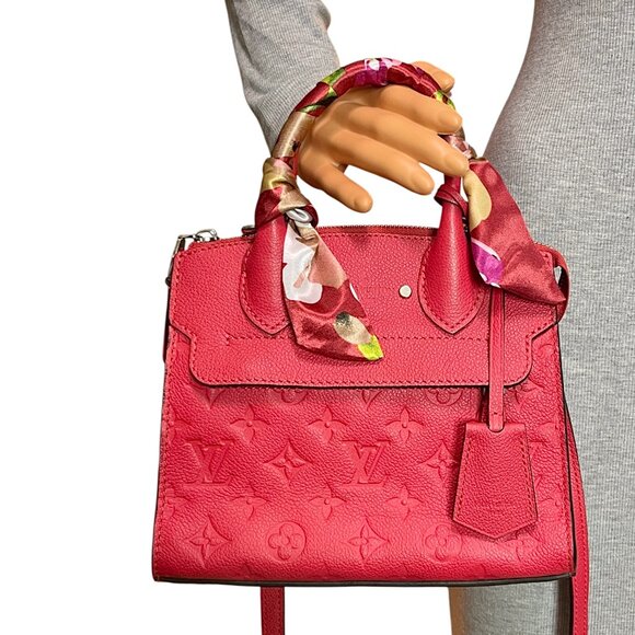 LOUIS VUITTON Fuchsia Pont Neuf BB Empreinte Leather LV Bag Strap Pink AUTH A+ - Picture 1 of 15